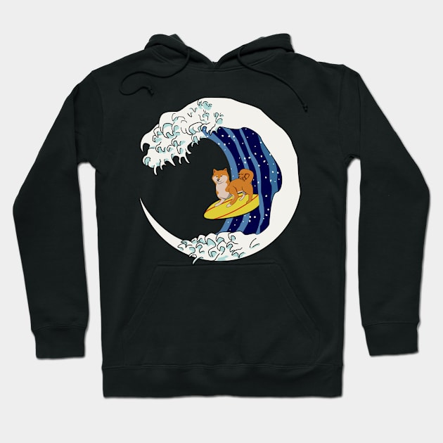 The Great Wave Surfin Shib Hoodie by TowaCat